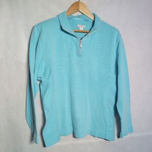 Lady Hathaway Sz L Women's Light Blue Quarter Zip Sweater